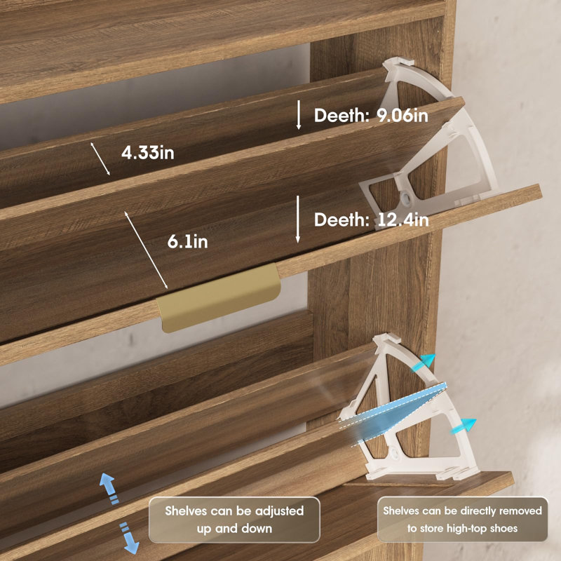 Rangement à chaussures 24 paires, Chêne rotin