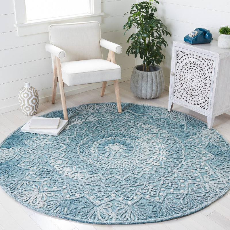 Stephnie Hand Tufted Performance Geometric Rug, Round 6'