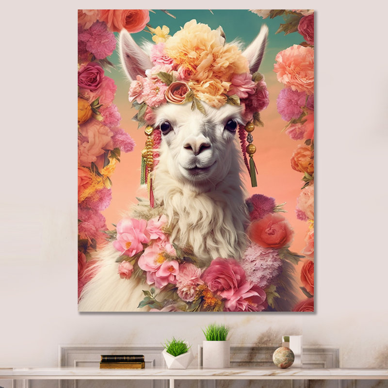 Lama harmonie II sur toile, Toile tendue, 40" H x 30" W
