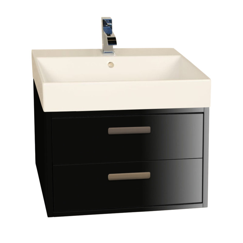 Aquasei 23.12'' W Single Bathroom Vanity Base, Gloss Black