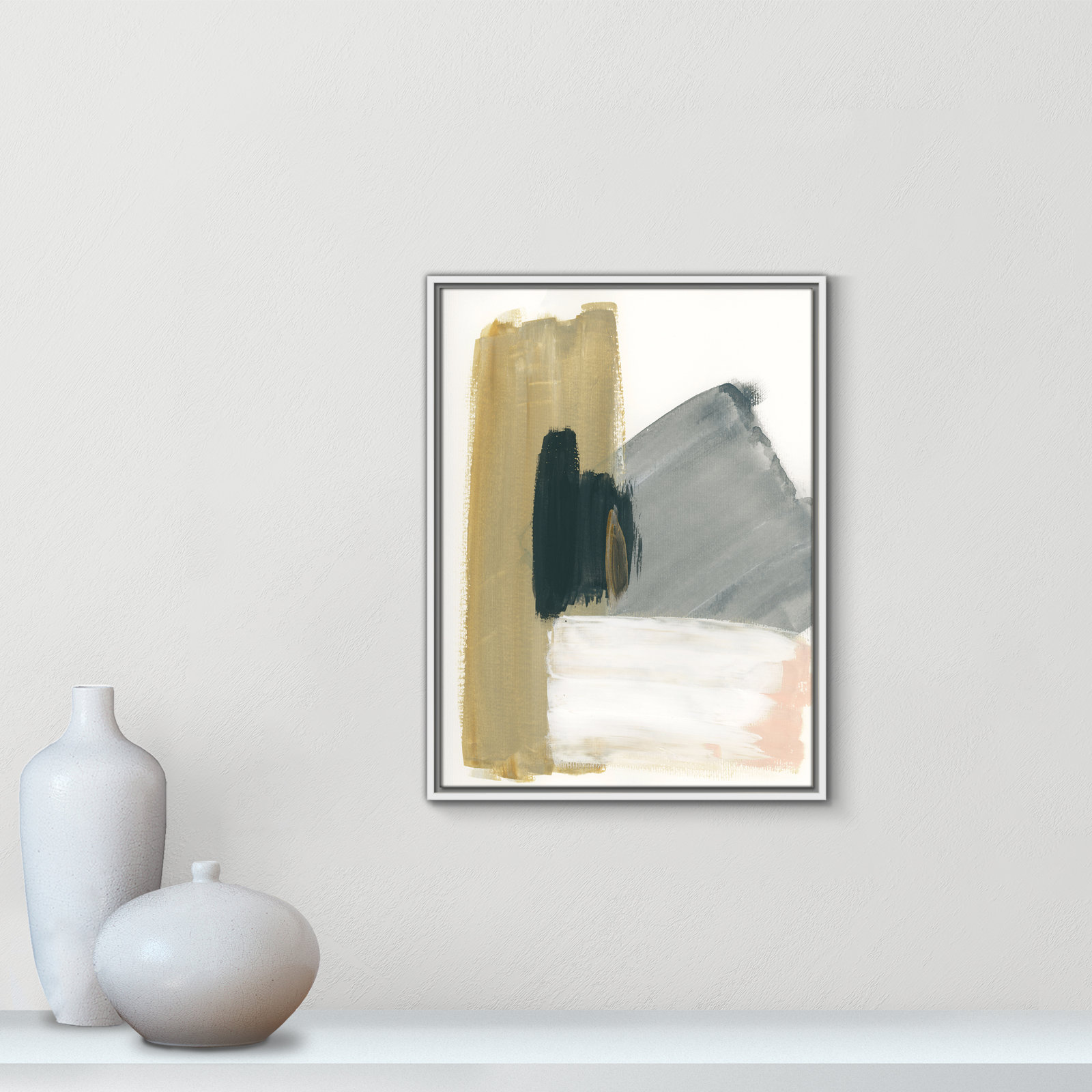 Herma "Marble Block Symmetry II" Print, 25.5" H x 19.5" W x 2" D, White Framed