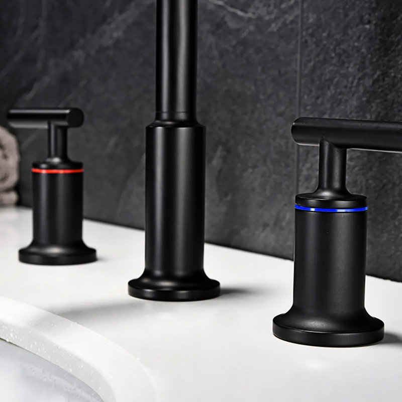 Robinet de salle de bain noir mat de 6,48 po avec valve longue durée de vie avec corps en laiton et cartouche en céramique