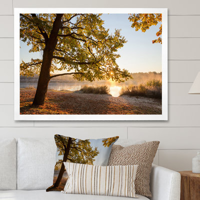«Sunrise On Autumn Trees By The Lake II», œuvre d'art traditionnelle sur toile