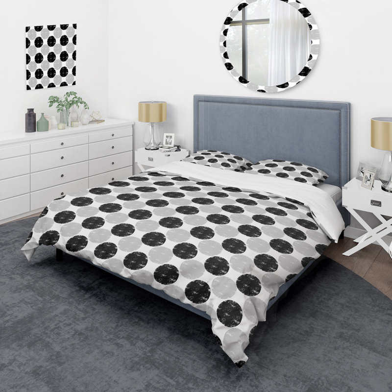 Ensemble de housse de couette en microfibre blanc / noir / gris 3 pièces