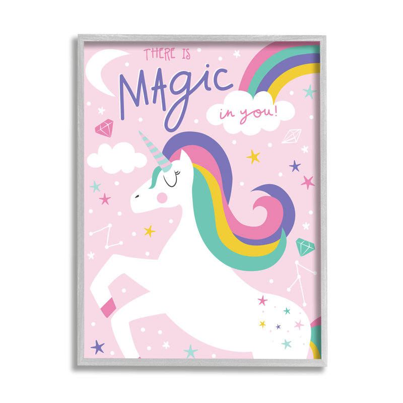Il y a de la magie dans la phrase licorne arc-en-ciel rose, H 14 po x l 11 po, Estampe numérique Farmhouse