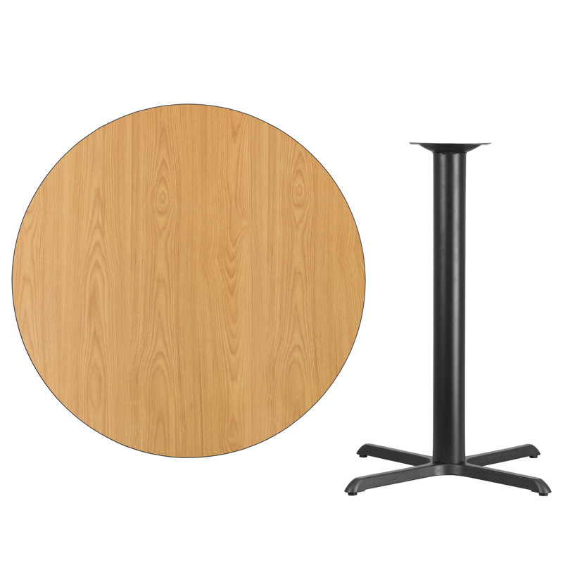 Carrus Round Laminate Table Top with Height Table Base, 43.13" H x 42" W x 42" D, Natural