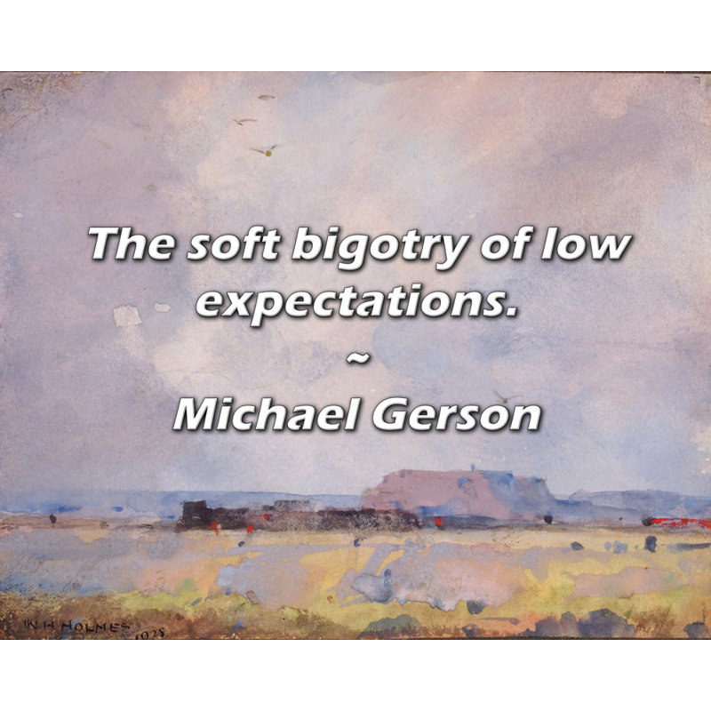 Citation de Michael Gerson: Le doux fanatisme des attentes basses., H 26 po x l 32 po