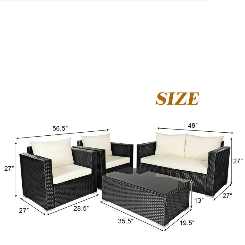 8 - Person Patio Conversation Set, Beige