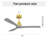 52 Inch Indoor Ceiling Fan Without Light 3 Solid Wood Blades Remote Control Reversible Dc Motor