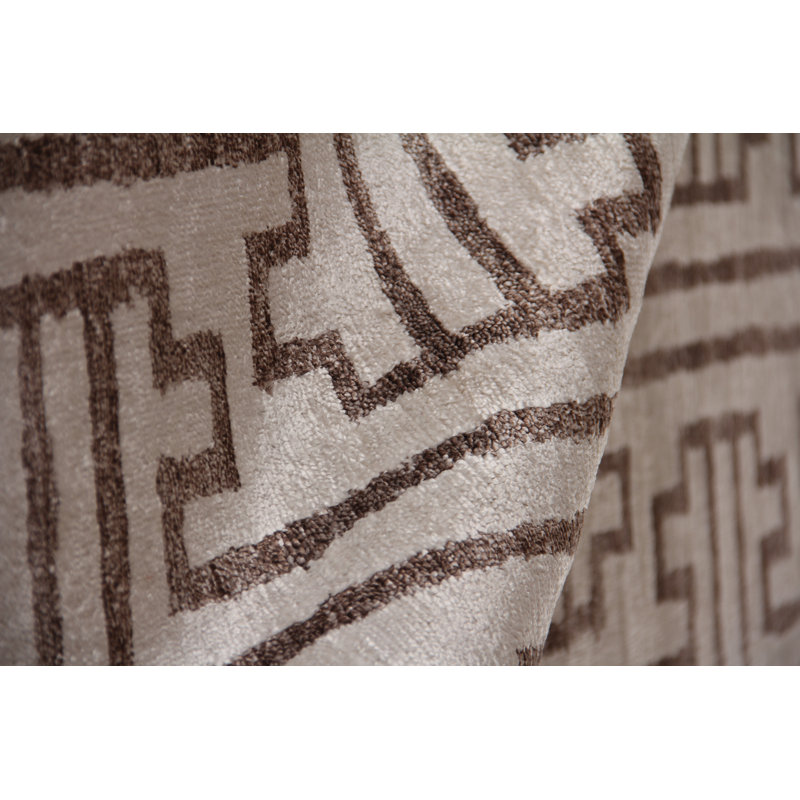 Bamboo Silk Wool Geometric Area Rug, Rectangle 6' x 9'