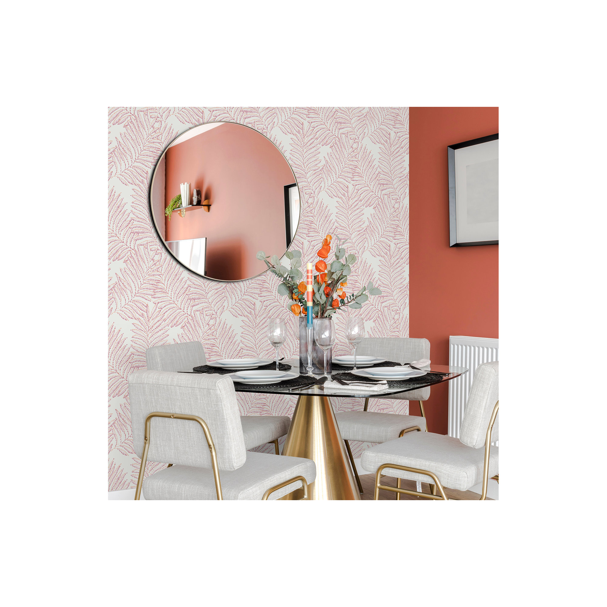 Palmina Modern Floral Wallpaper, Pink/Orange 