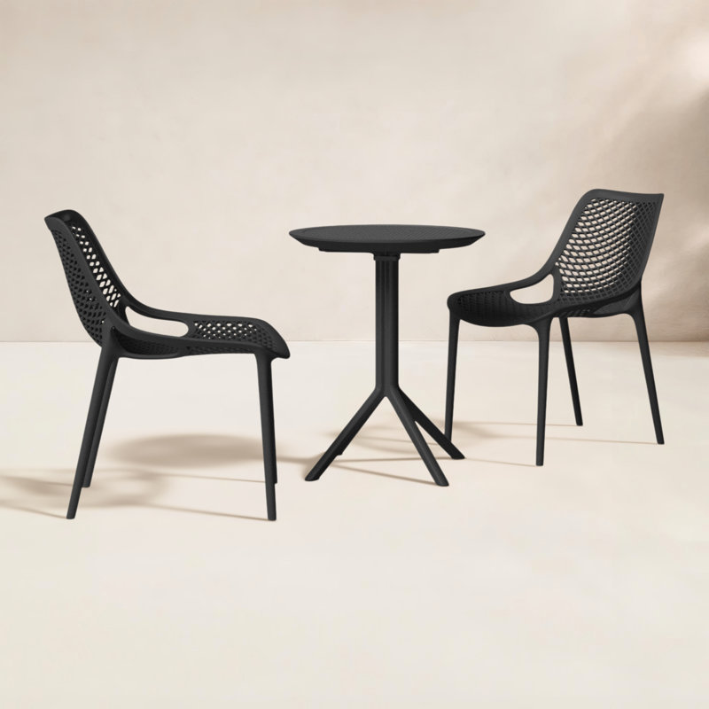 Ensemble bistro 3 pièces avec chaises empilables l 23,6 po Farrah, Noir