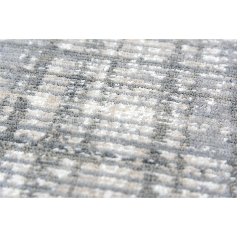 Tapis gris abstrait en laine, Rectangle 8 pi x 10 pi