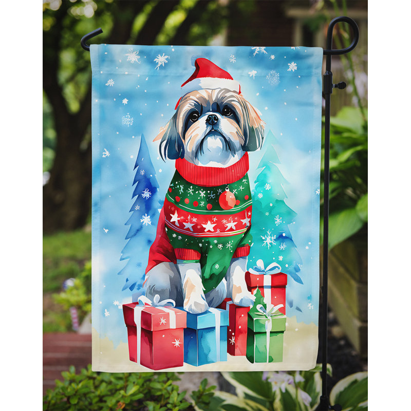 Drapeau de Noël Shih Tzu, H 15,5 po x l 11,25 po