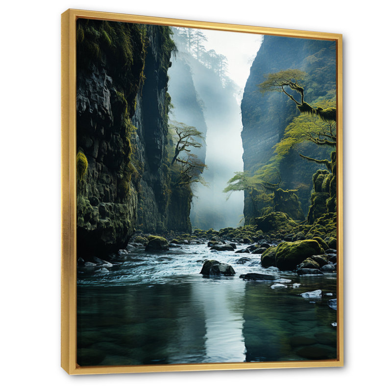 «USA Columbia River Canyon Gorge», reproduction d'art sur toile, H 40 po x l 30 po x P 1,5 po, Cadre flottant doré