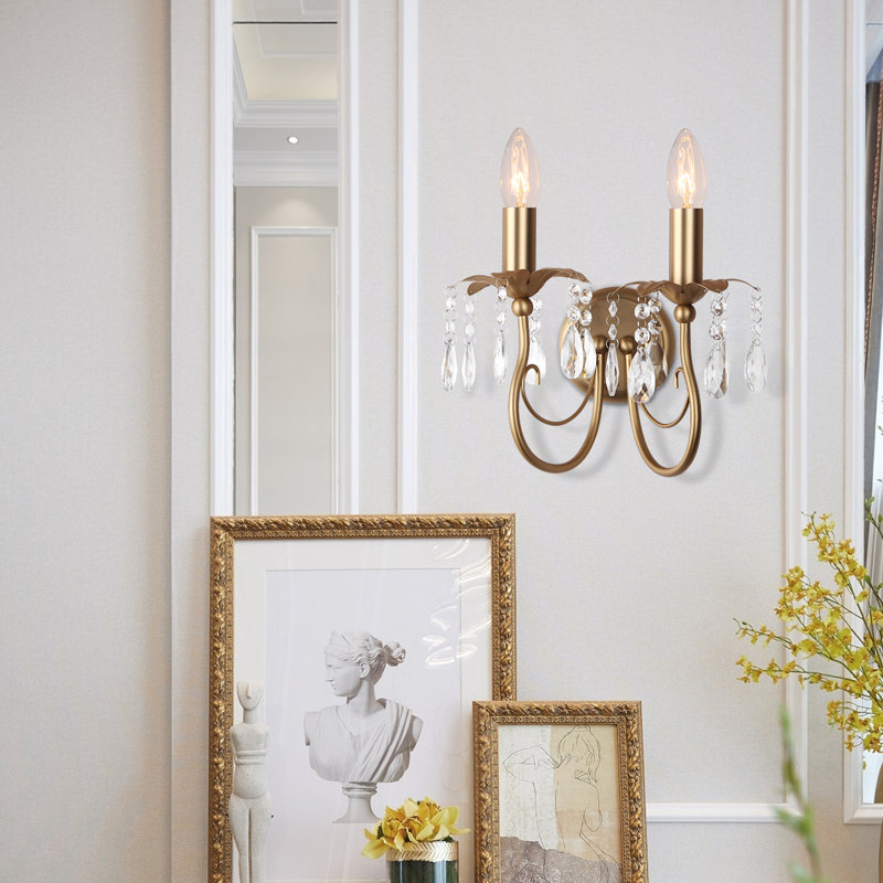 2- Lights Candle Wall Lights Crystal Candle Wall Sconces