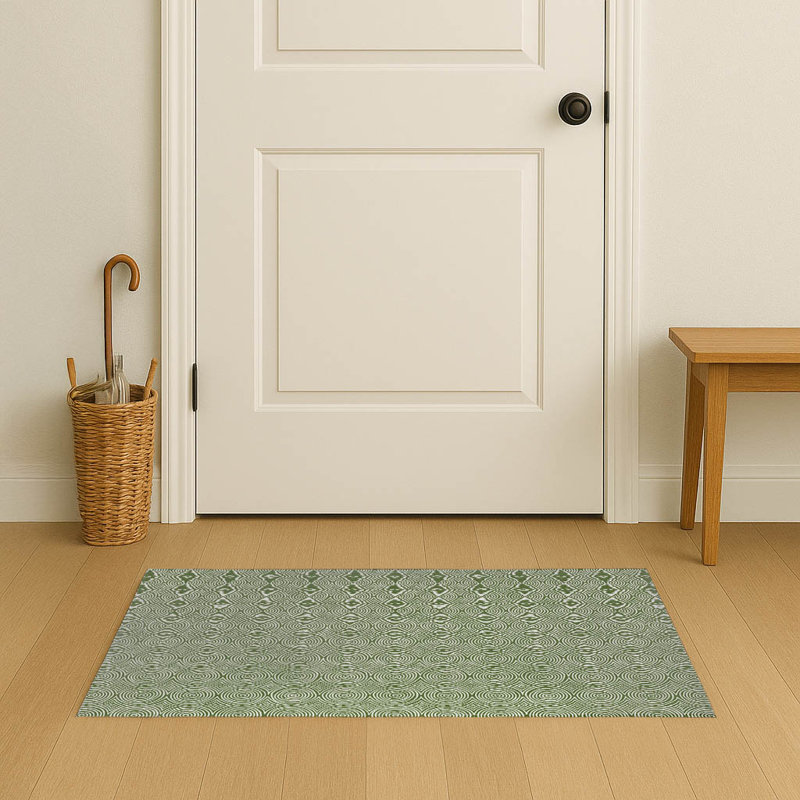 Paillasson Rolling Circles, 60" W x 36" L, Olive Green