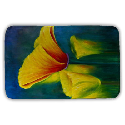Beautiful colorful flowers Bath Mat with Non-Slip Backing - Quick Dry Memory Foam Bathroom Rug - Absorbent - Modern Plush Spa-Style - Machine Washable