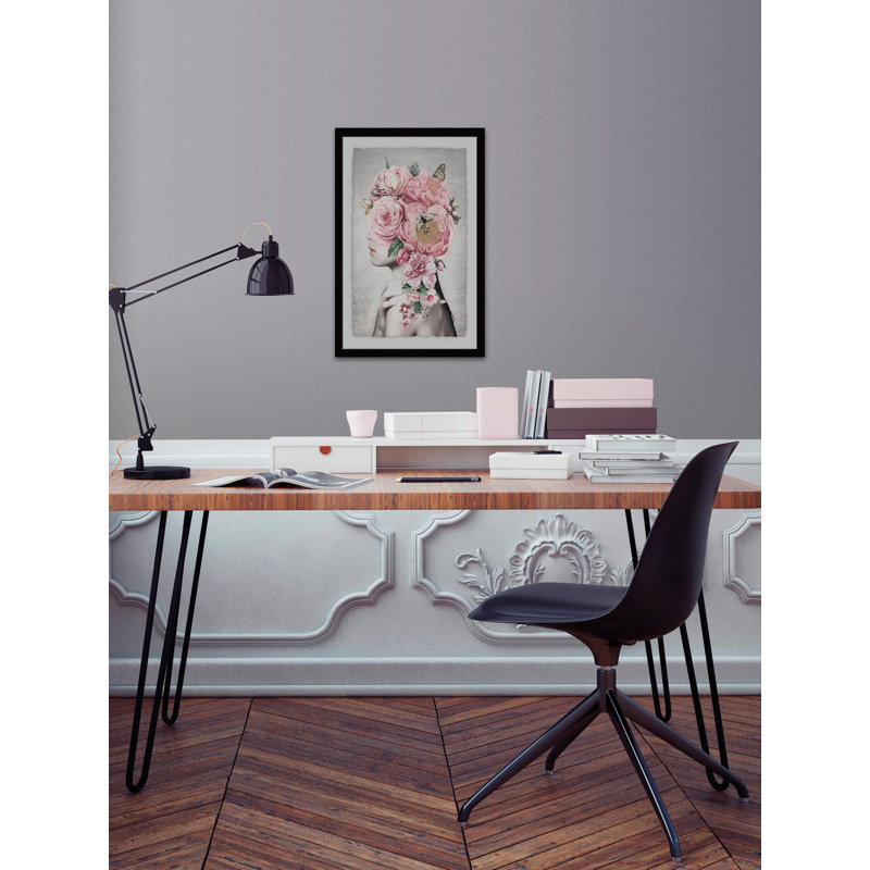 « floral cheveu », impression encadrée, H 24 po x l 16 po x P 1,5 po