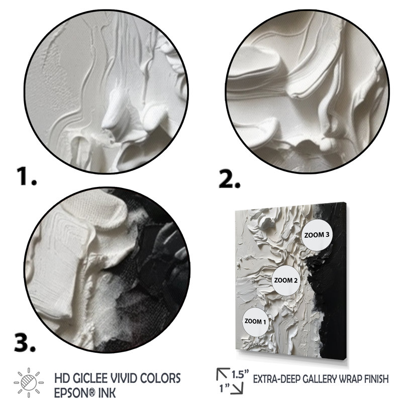 «White and Black Tranquility Unleashed I», art mural encadré en marbre abstrait, H 20 po x l 12 po x P 1 po
