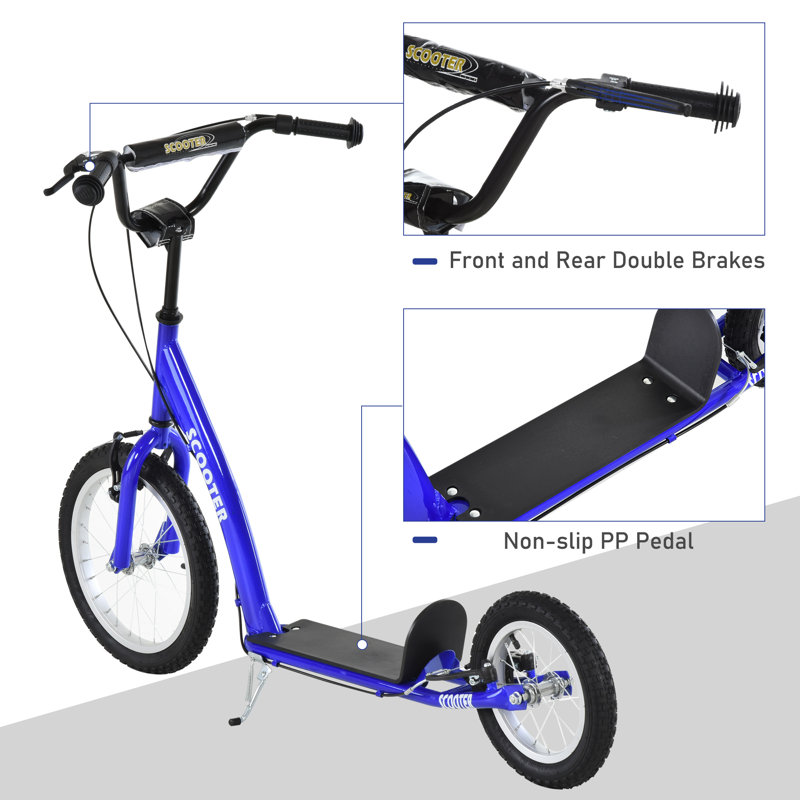 Blue Adjustable Steel Frame Kick Scooter with Dual Brakes