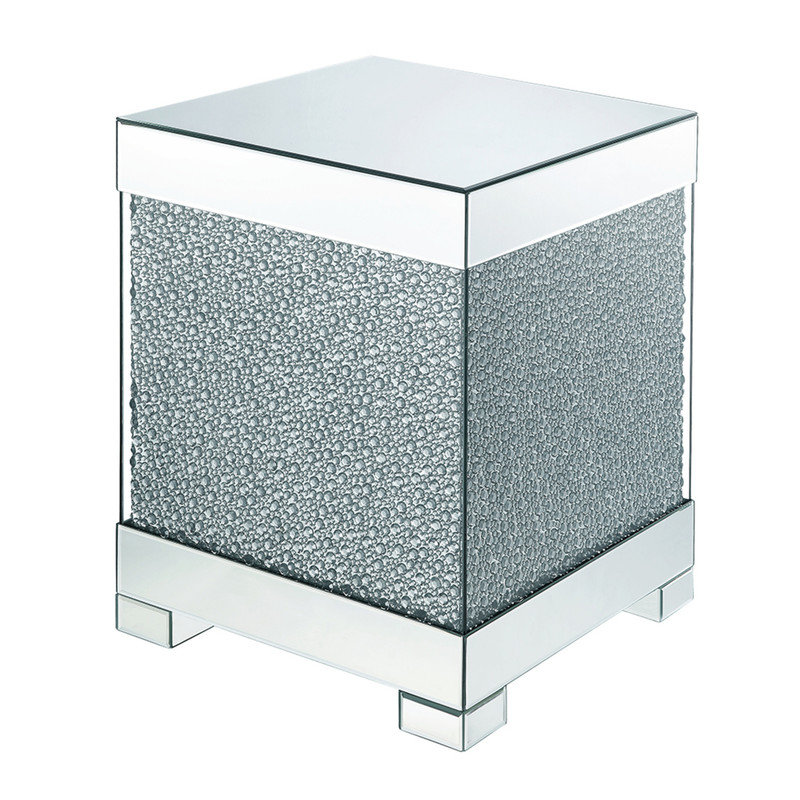 Table de bout carrée en faux cristal Averly