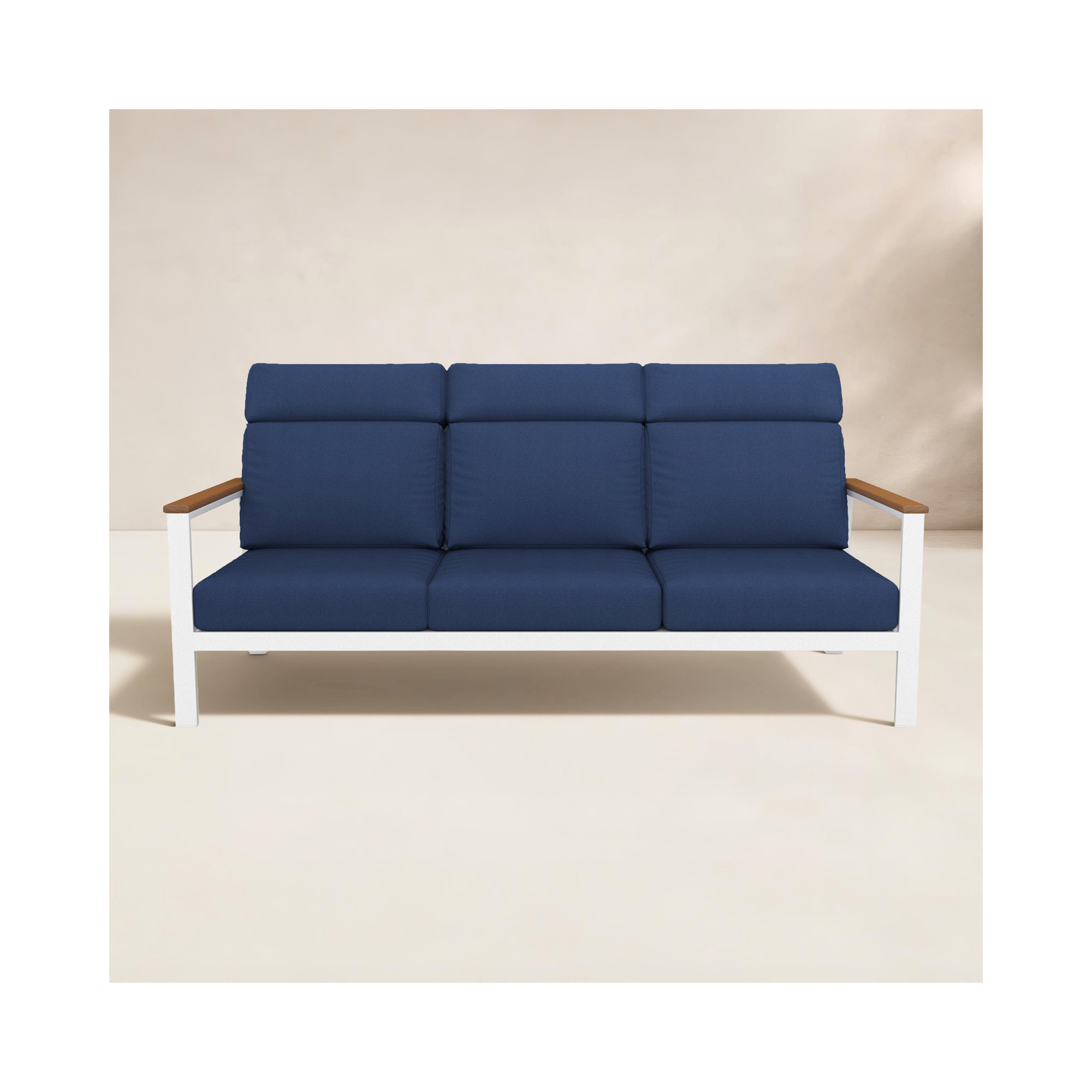 Townsend Metal Outdoor Sofa With Sunbrella Cushion, Blue