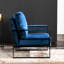 Chaise de style Mid-Century moderne, revêtement en velours bleu et fabrication en métal pour la chambre à coucher, le salon, le fauteuil de bureau personnel avec velours, structure-1436047314