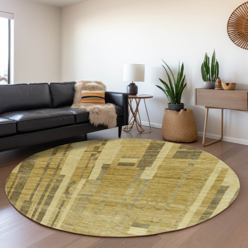Tapis à rayures Emerson AMF1063 lavable à la machine de qualité supérieure, Rond 8 pi
