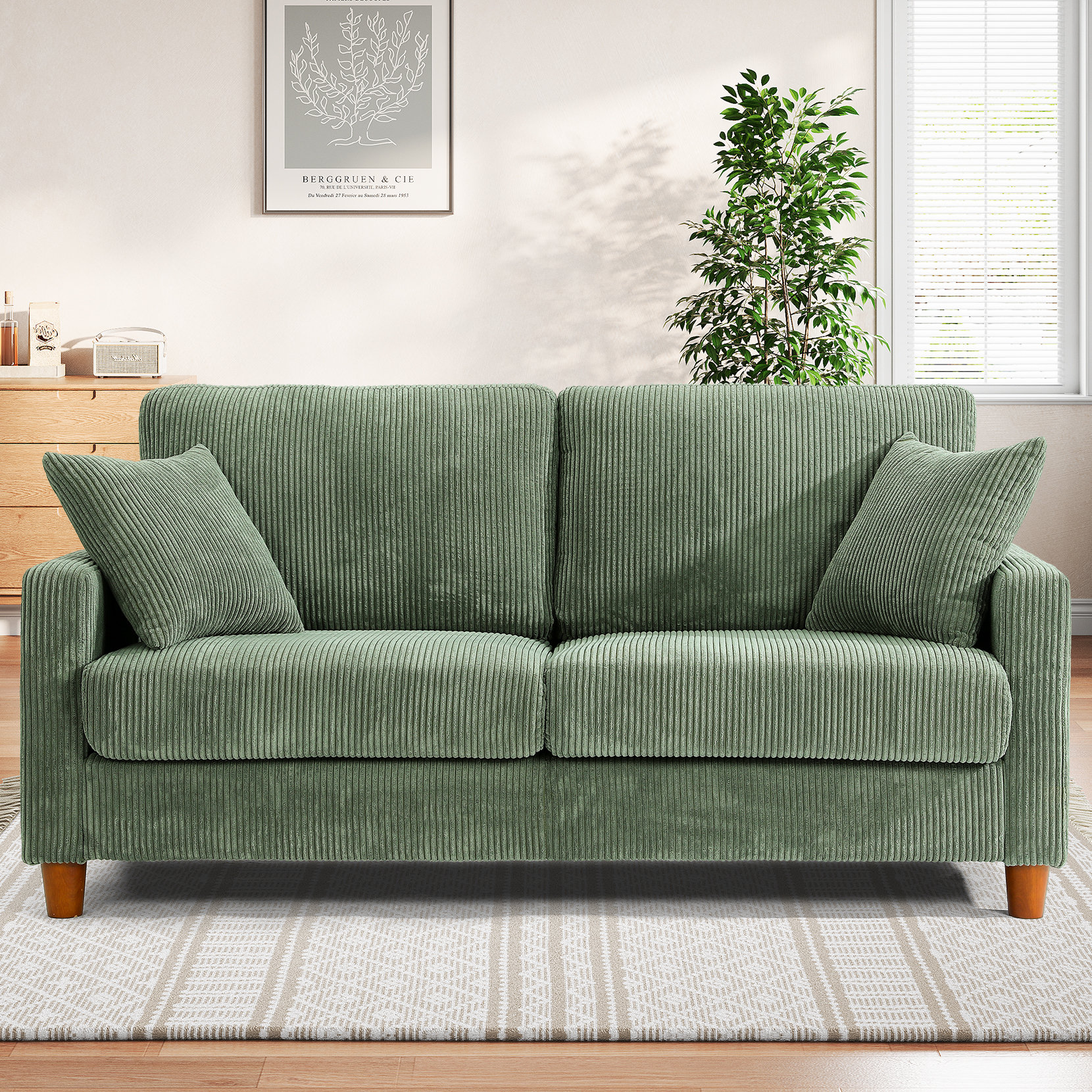 Ebern Designs 2-seater corduroy sofa & Reviews | Wayfair