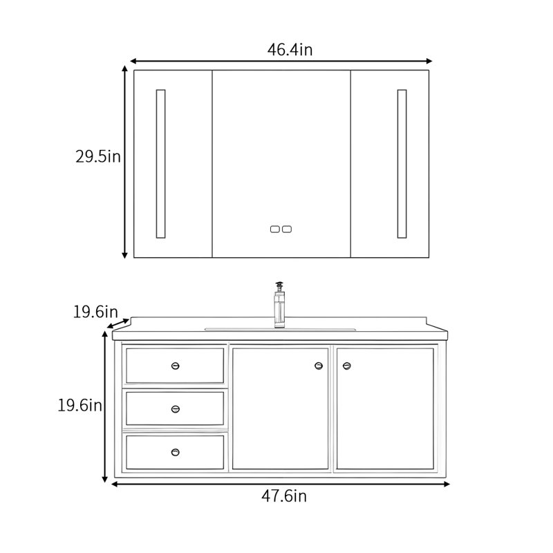 Armoire de salle de bain minimaliste de style crème
