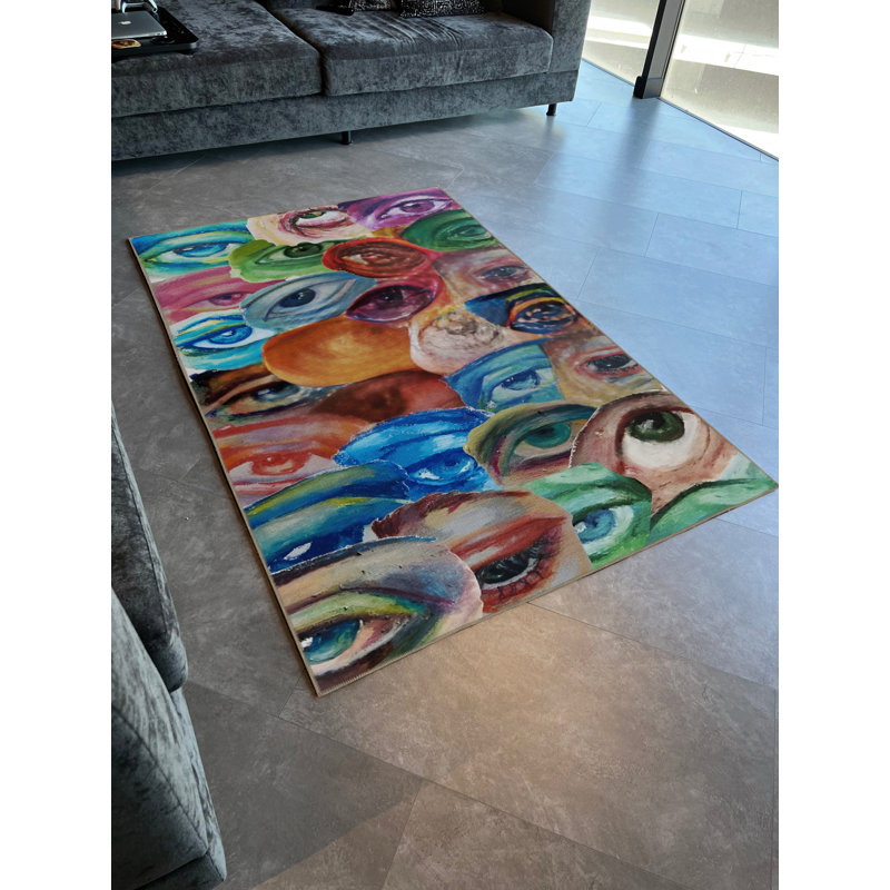 Tapis décoratif multicolore, Tapis de couloir 3 pi 3,37 po x 9 pi 10,11 po