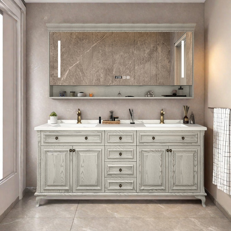 Armoire de salle de bain American Vintage, H 31,5 po x l 62,9 po x P 21,6 po
