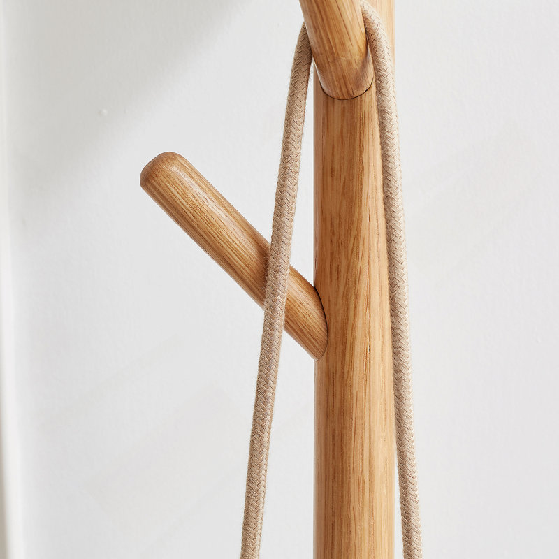 (Couleur naturelle) Tabouret en bois massif avec support en tissu