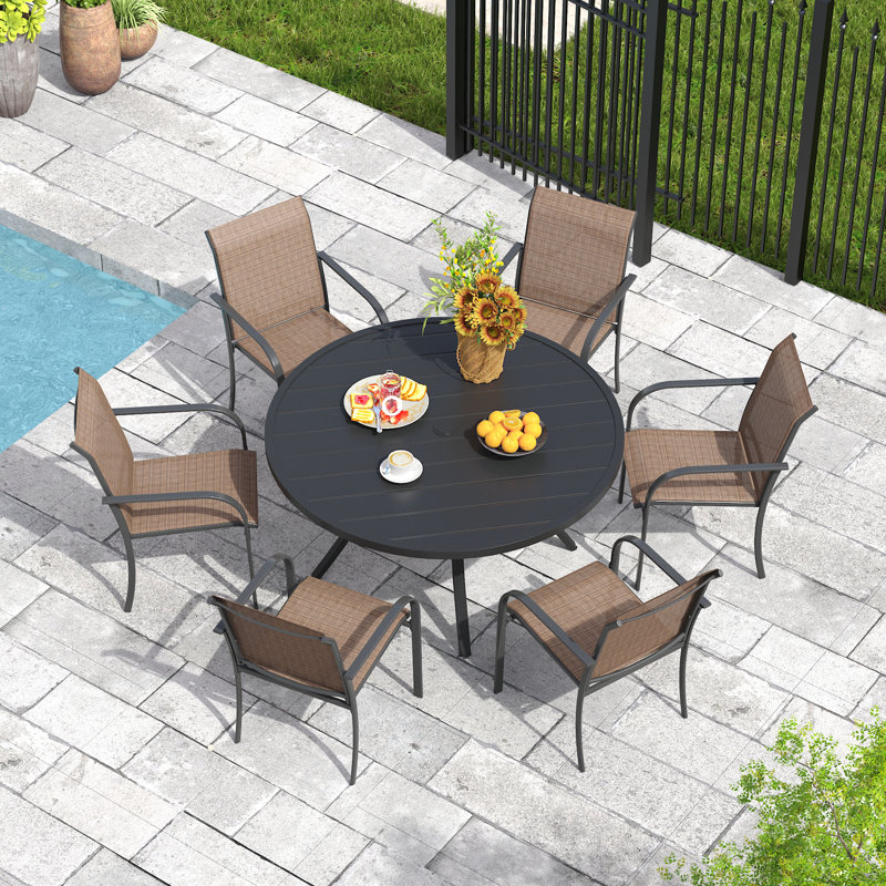 Ensemble repas extérieur pour 6 personnes, Noir / brun clair