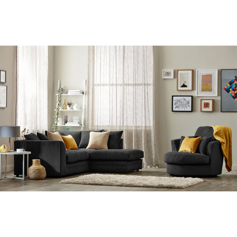 Moana 2 - Piece Living Room Set, Black, Right Hand