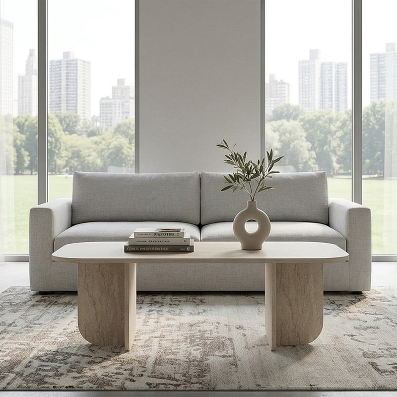 Table basse Arlo, Travertin, Marbre