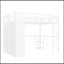 Lit mezzanine grand format avec garde-robe intégré, lit mezzanine en métal avec bureau et tablettes de rangement, blanc