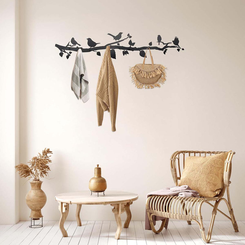 Bird Tree Branch Wall Decor, Bird Wall Art Wall Mounted Coat Rack - An Artistic Blend Of Function And Design40 X 8.6",8 Hooks.