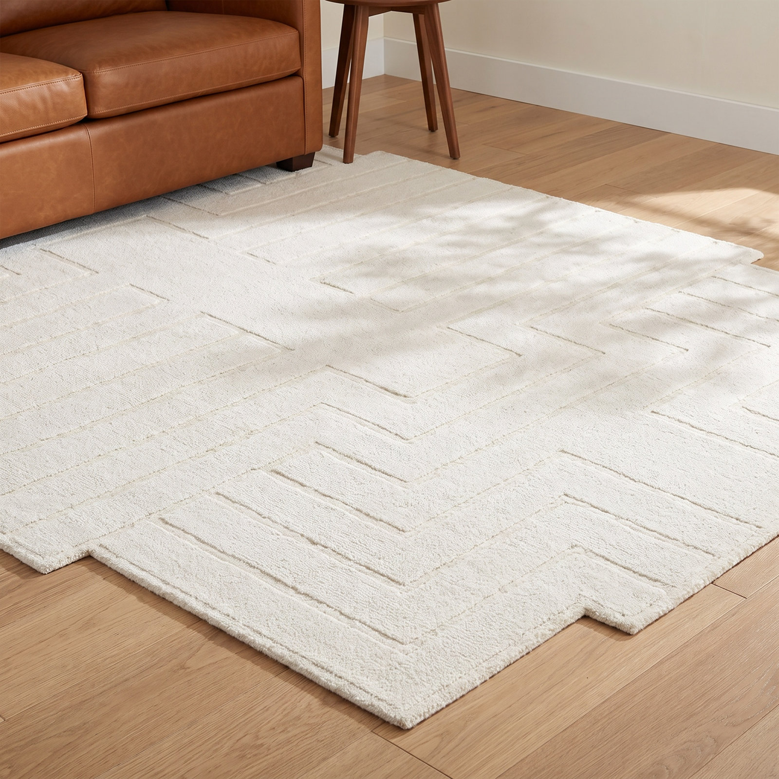 Loretto Hand-Loomed White Wool Rug, Novelty 8' x 10'