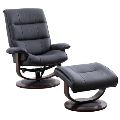 34" Upholstered Manual Reclining Swivel Chair and Ottoman with Flared Arms by Wildon Home