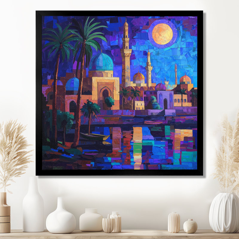 Bagdad nuits pendant le Ramadan I - décoration murale paysage de l'Islam, Reproduction encadrée d'une seule photo sans pass