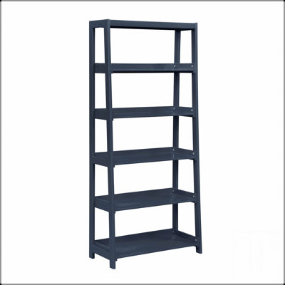 Bibliothèque en bois moderne moderne à 4 tablettes avec une élégante finition bleue pour une présentation et un rangement élégants