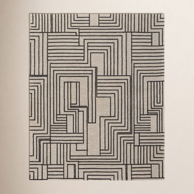 Gansett Tan Brown Hand-Woven Geometric Rug