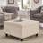 Ottoman, Traditional Large Square Storage with Button Tufting & Nail Trims, Wood Legs, Beige—Living Room/Bedroom | Wood | Solid Wood-633145967