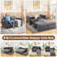 Canapé-lit convertible W-6-en-1 de 58,27 po Zhania, canapés-lits avec causeuse avec lit escamotable, dossier amovible, poches de rangement et 2 coussins, futon moderne en lin pliable pour petits espaces-917001068-917001056