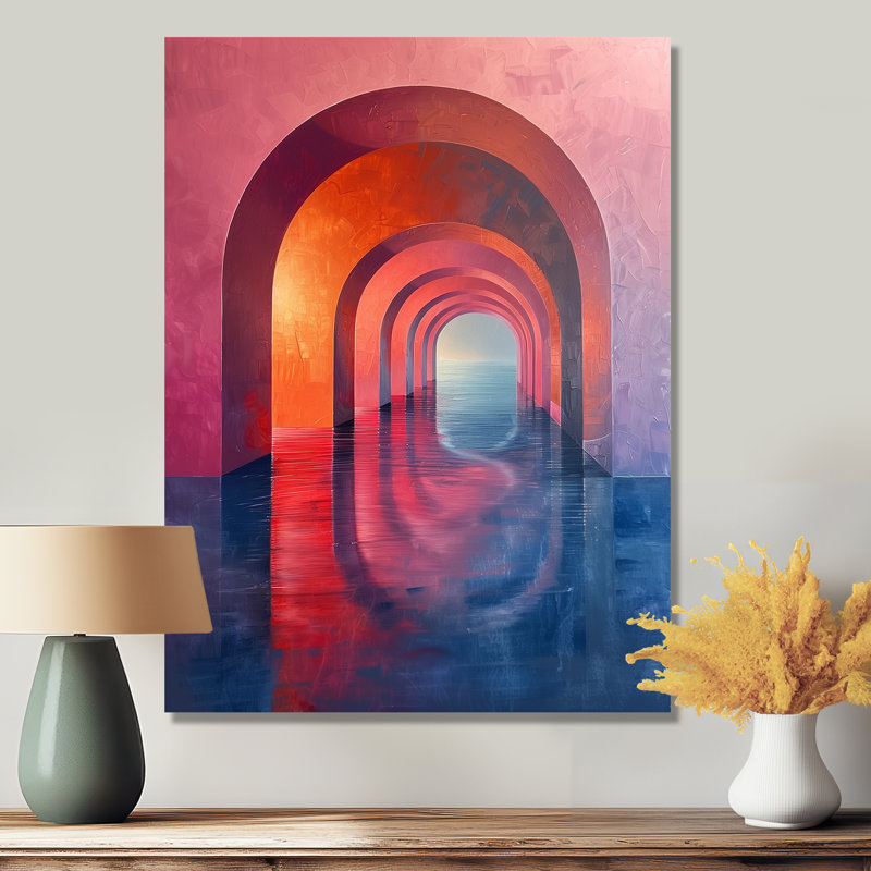 Tunnels d'univers soutenus rose et bleu, Sans cadre, métal, H 16 po x l 32 po