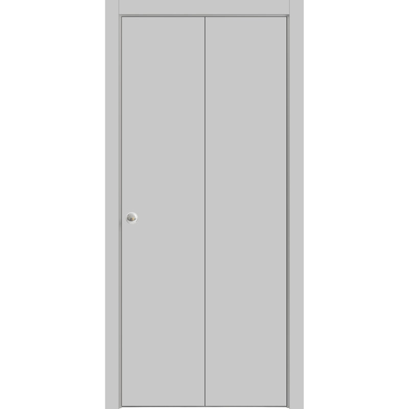 Porte pliante à panneaux en bois Planum, 60 po x 80 po, Gris mat