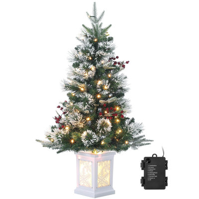 Arbre de Noël artificiel à fibre optique de 3 pi avec 78 lumières blanches chaudes pré-installées