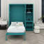 Lit mural rotatif moderne avec bureau intégré, armoire supérieure et tablettes latérales - parfait pour les studios-843509627